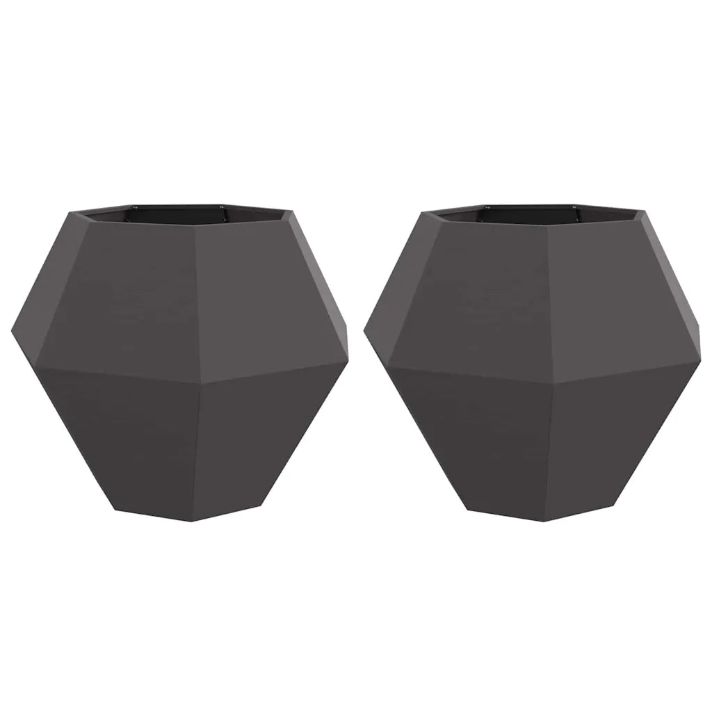 2 pz Fioriera | Cassetta per fiori | Vaso Nero 100 x 100 x 80 cm Acciaio