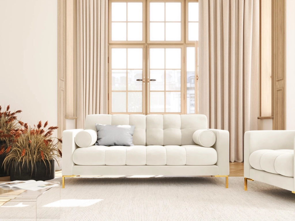 Cosmopolitan Design - Divano "Bali" 2 posti in velluto beige chiaro 