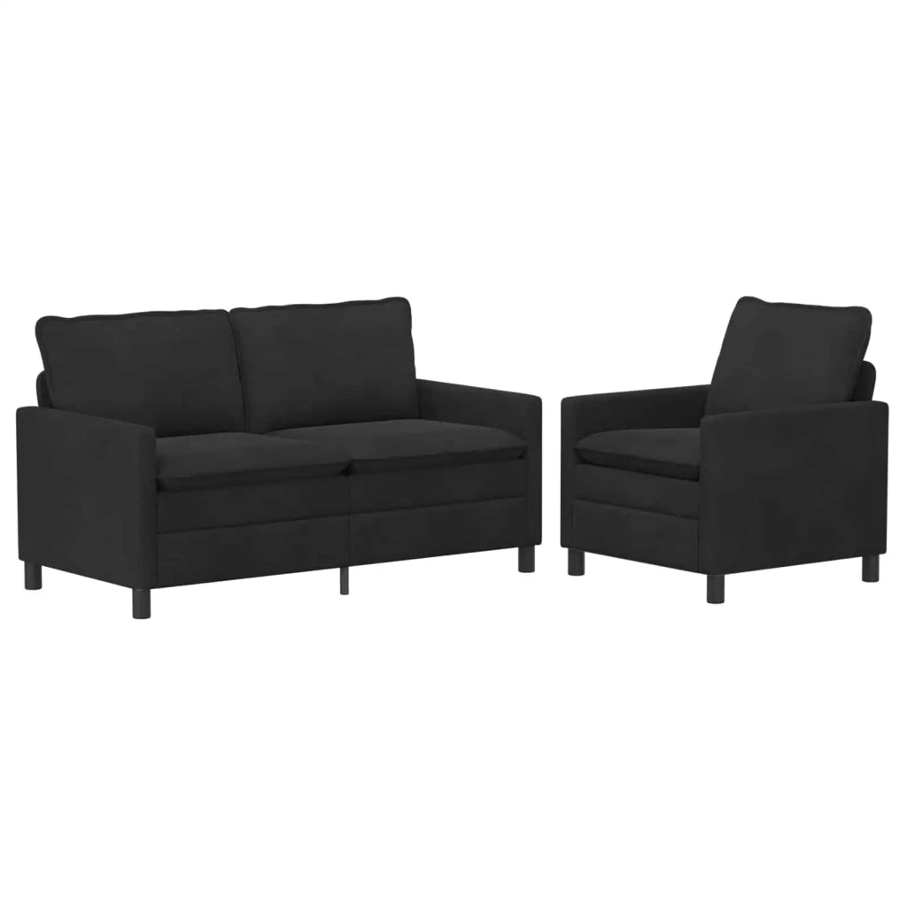 Set di divani 2 pcs Nero Velluto