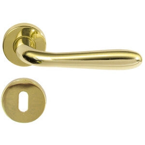 MANIGLIA ALLUMINIO AGNONE CON BOCCHETTA ORO- 2,0 pz