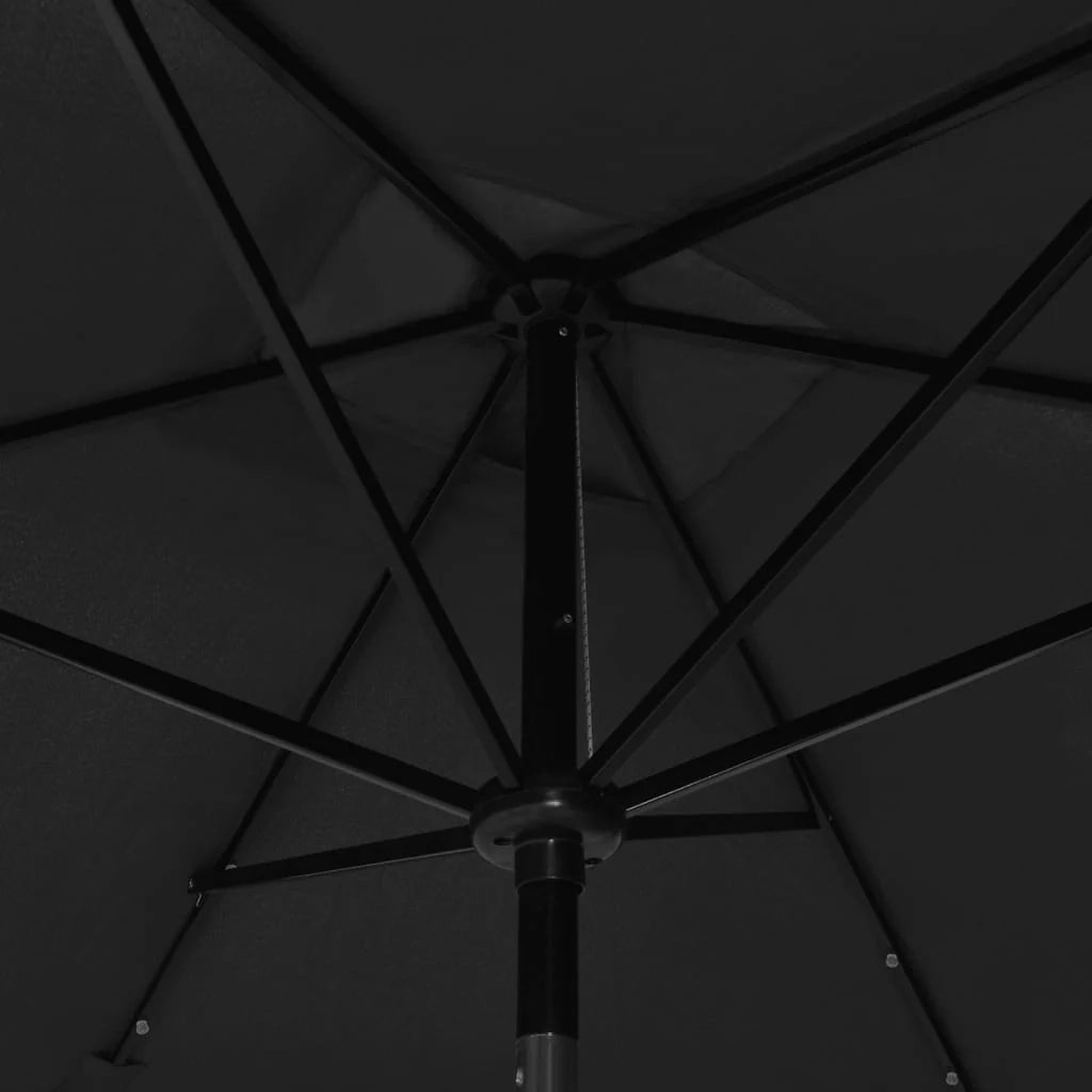 Ombrellone con LED e palo in acciaio 2 x 3 m nero 02_0008068