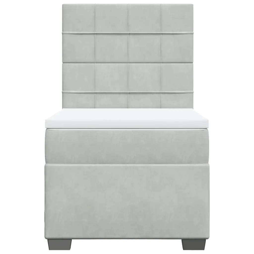 Giroletto a Molle con Materasso Grigio Chiaro 90x200 cm Velluto 3290810