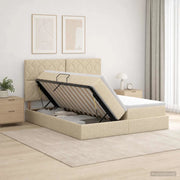 Letto con Contenitore con testiera Crema 180 x 200 cm Tessuto 3459805