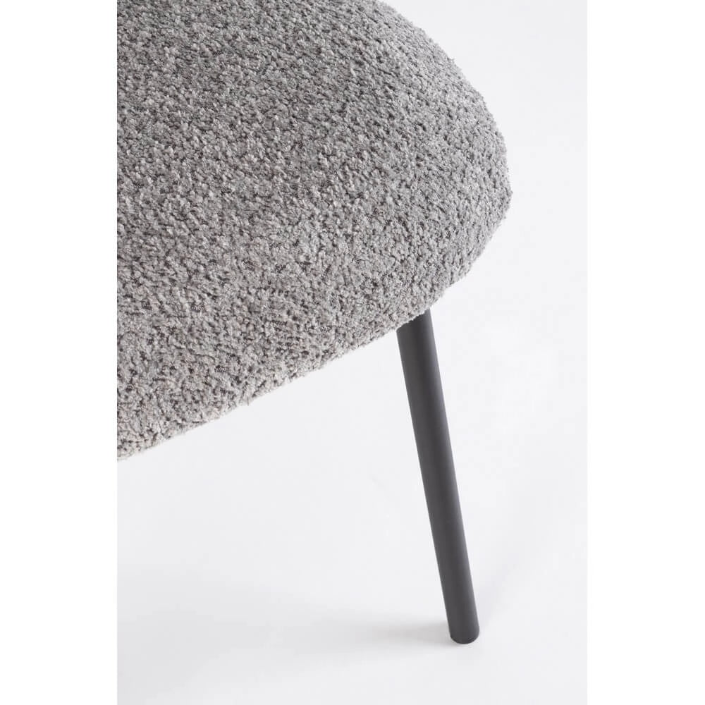 Set di 2 Sedie Imbottite in Tessuto Bouclé con Gambe in Acciaio - BEATRICE