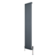 Radiatore Verticale Ovale 1800x360mm Grigio Antracite con Valvole TRV