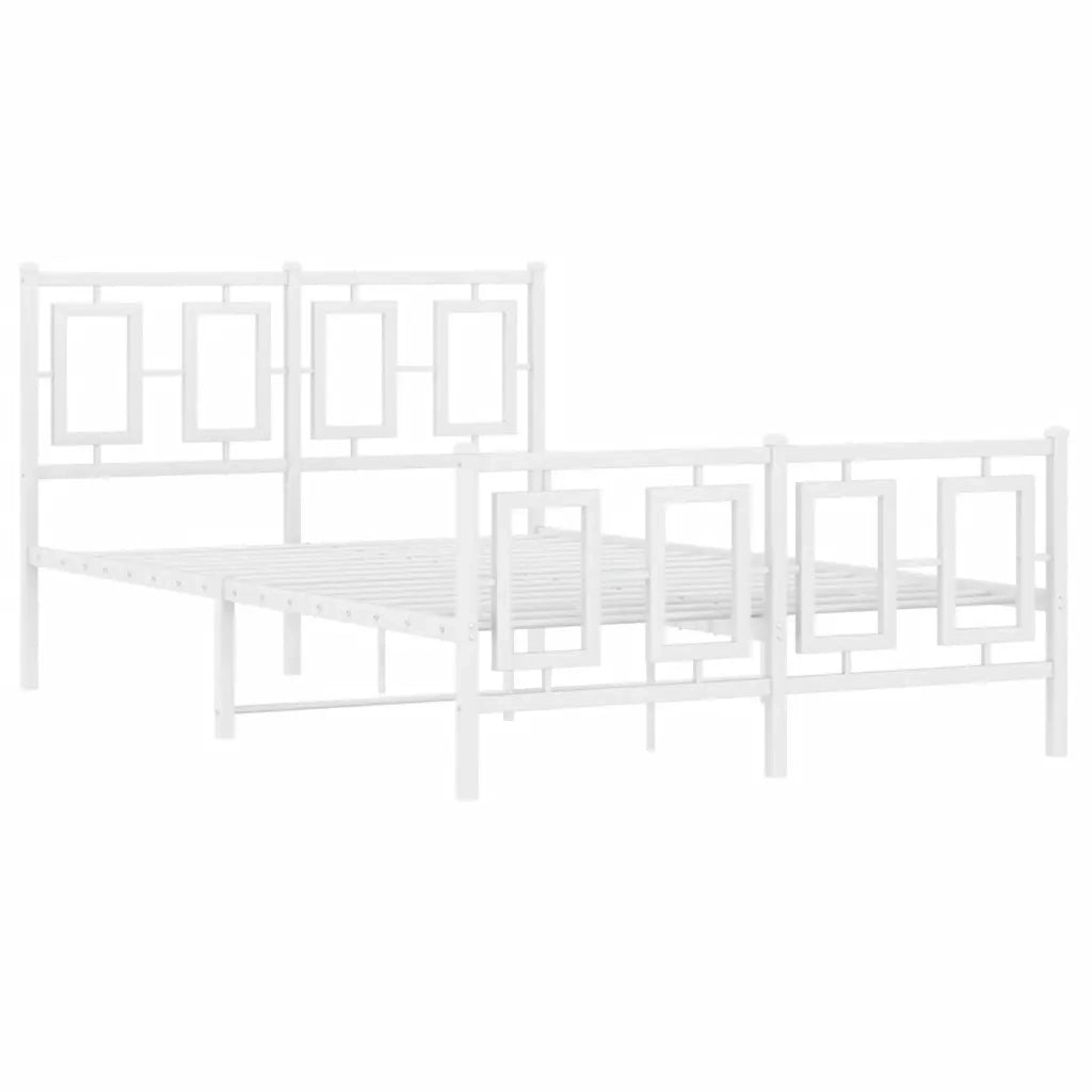 Giroletto con Testiera e Pediera-Struttura Letto Metallo Bianco 120x190 cm 263371