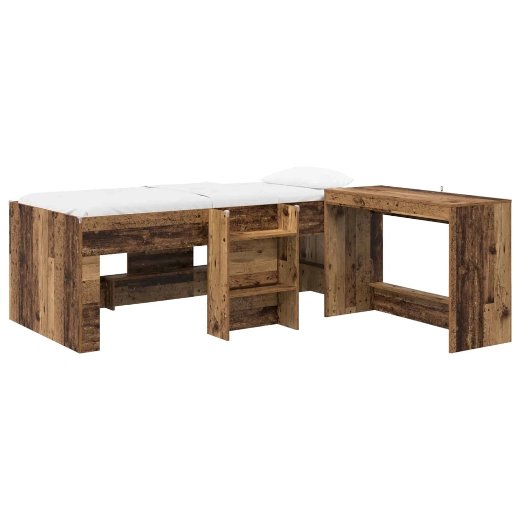 Struttura del Letto con Scrivania 2 pz Legno antico 3423452