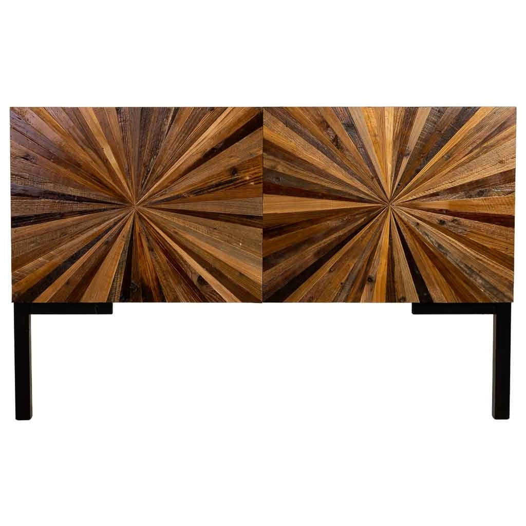 Testiera in legno di recupero marrone 160x7x100h cm