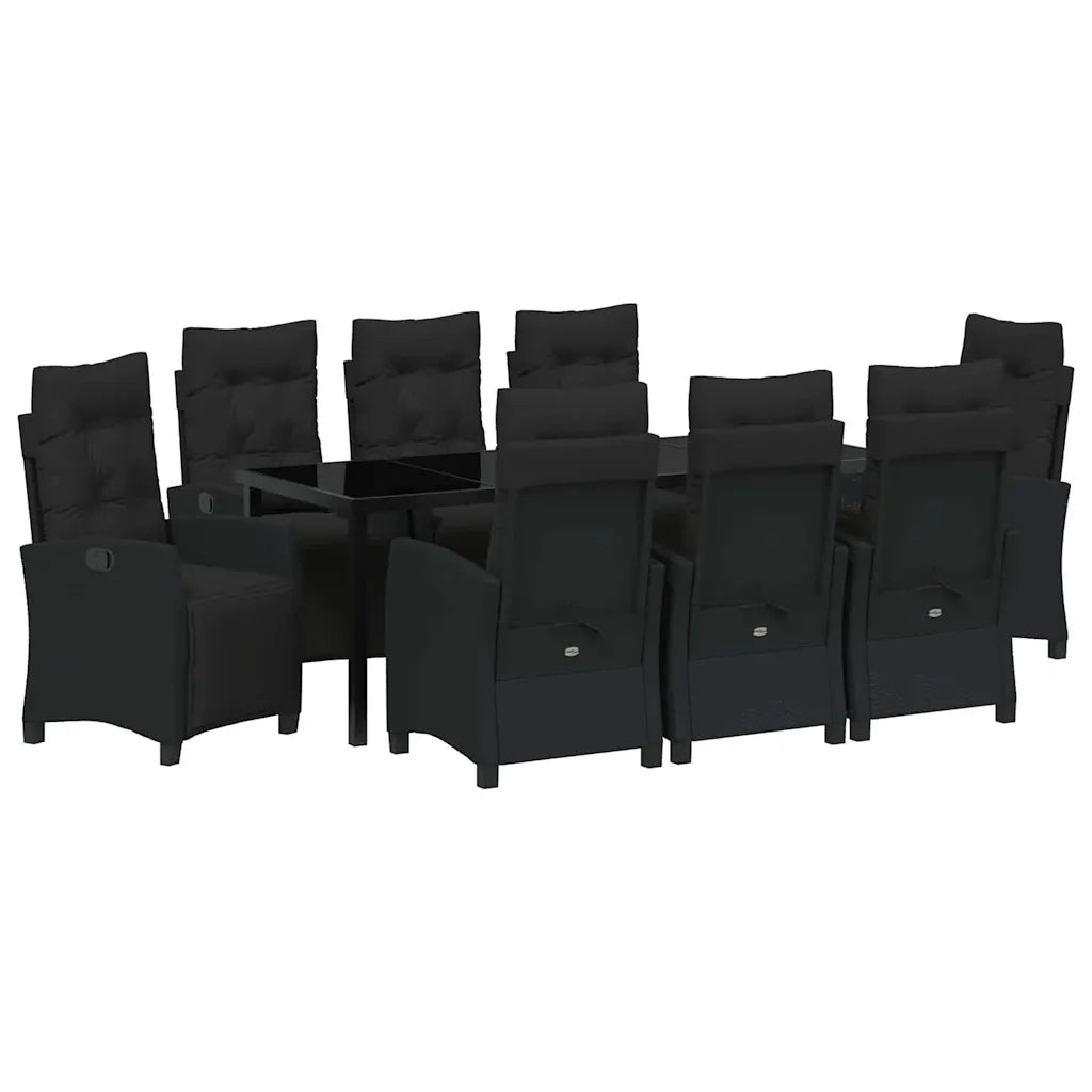 Set da Pranzo per Giardino con cuscino 9 pcs Nero polyrattan 3380427