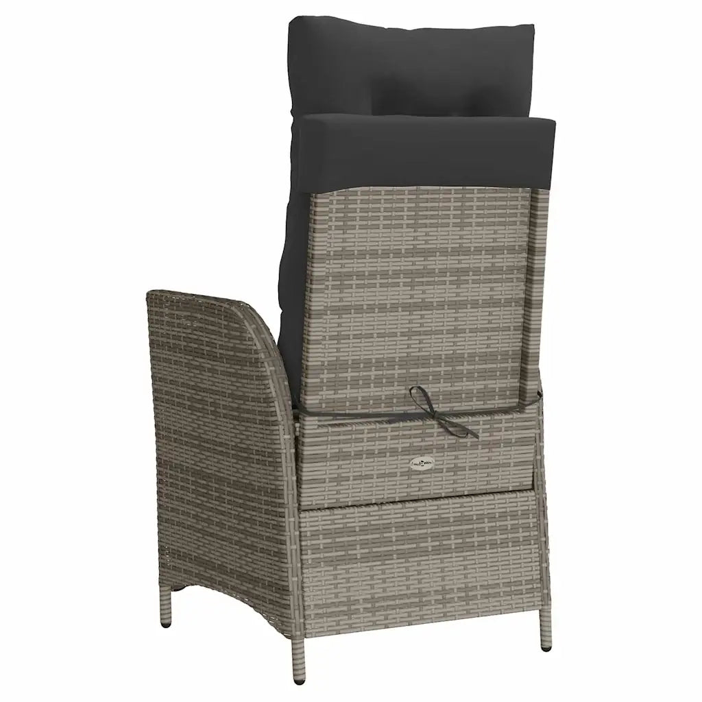 Sedia Reclinabile da Giardino con Cuscini Grigia in Polyrattan 365259