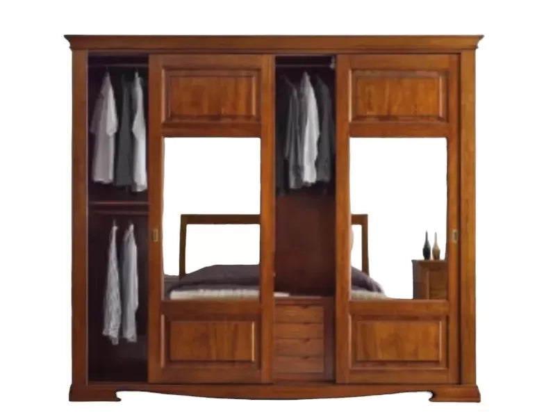 Armadio classico 3 ante scorrevoli in legno vetro finitura bassano 294x65x258 - Mobili 2G