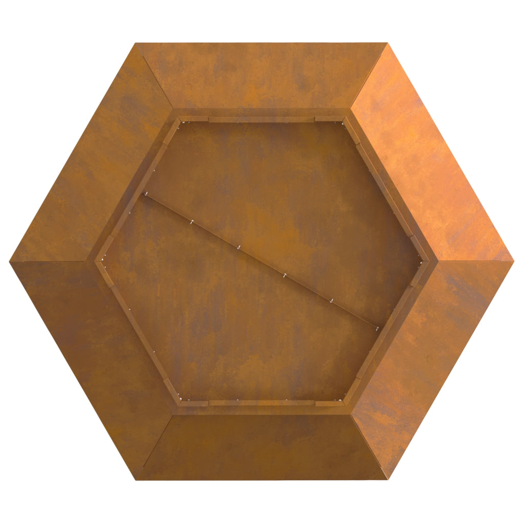 Focolare Esagonale 100x100x28 cm in Acciaio Invecchiato