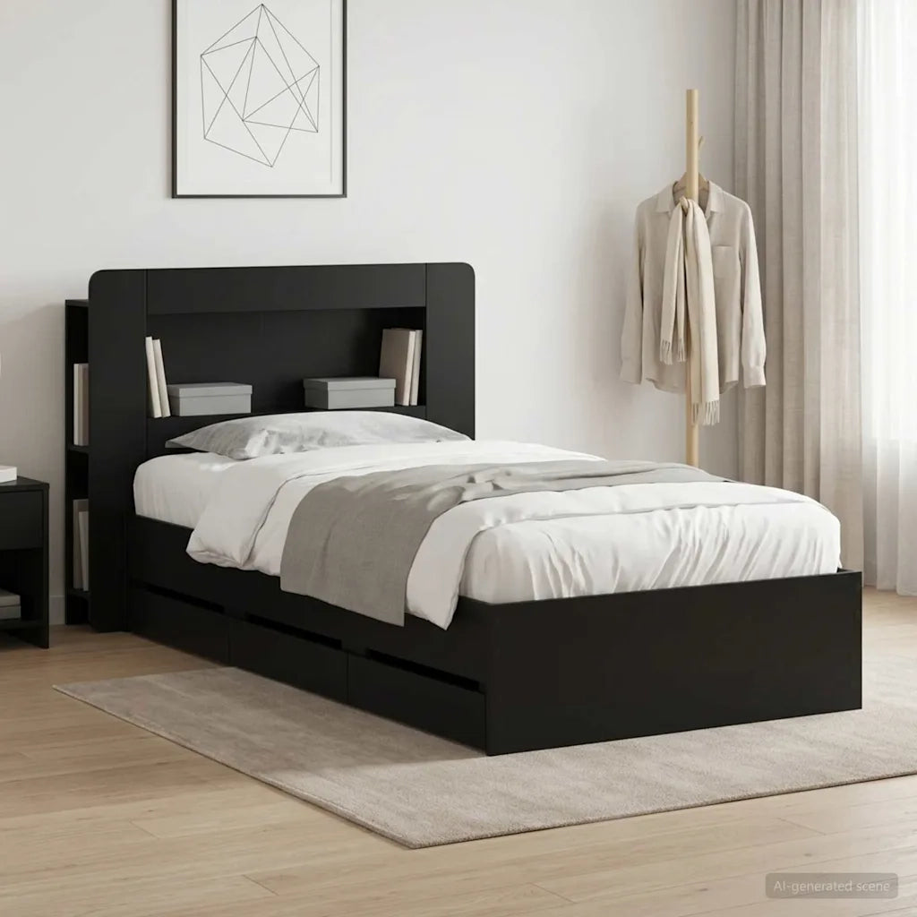Telaio del letto con storage con testiera Nero 90 x 190 cm 3434004