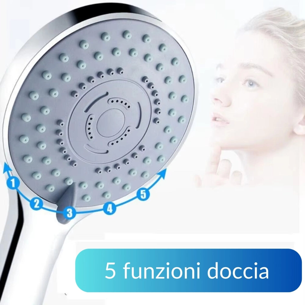 Doccetta soffione vasca doccia 5 funzioni multigetto anticalcare abs cromato *** pezzi 1