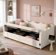 Letto da giorno imbottito 90x200 cm con contenitore idraulico e USB