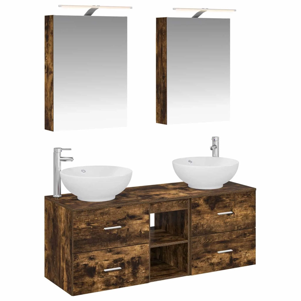 Set di mobili per il bagno 5 pcs Rovere Fumo 3406955