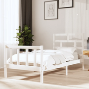 Giroletto-Struttura Letto Bianco in Legno Massello di Pino 90x190 cm Single 331776