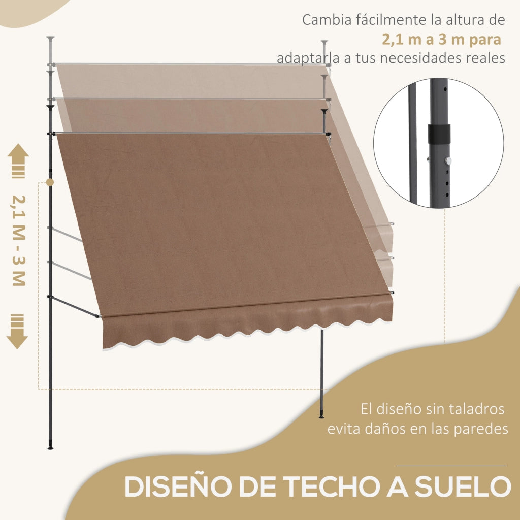 Toldo Retrattile Manuale con Manovella ¨C Minimal ¨C Grigio 300x120x210-300 cm