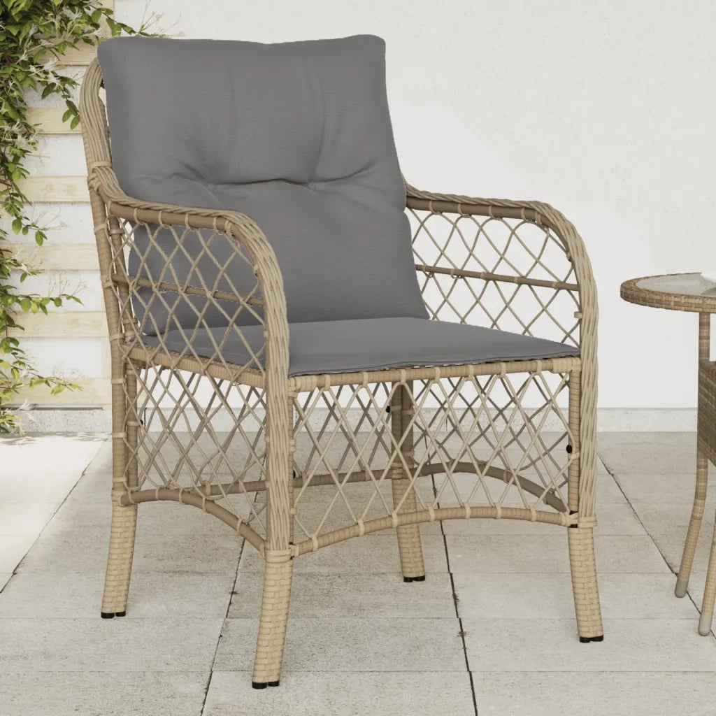 Sedie da Giardino con Cuscini 2 pz | Sedie da Esterno Beige Misto in Polyrattan