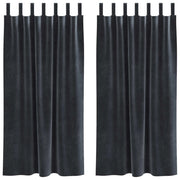 Tende Oscuranti | Tende Blackout 2 pz Grigio scuro 140 x 175 cm Velluto