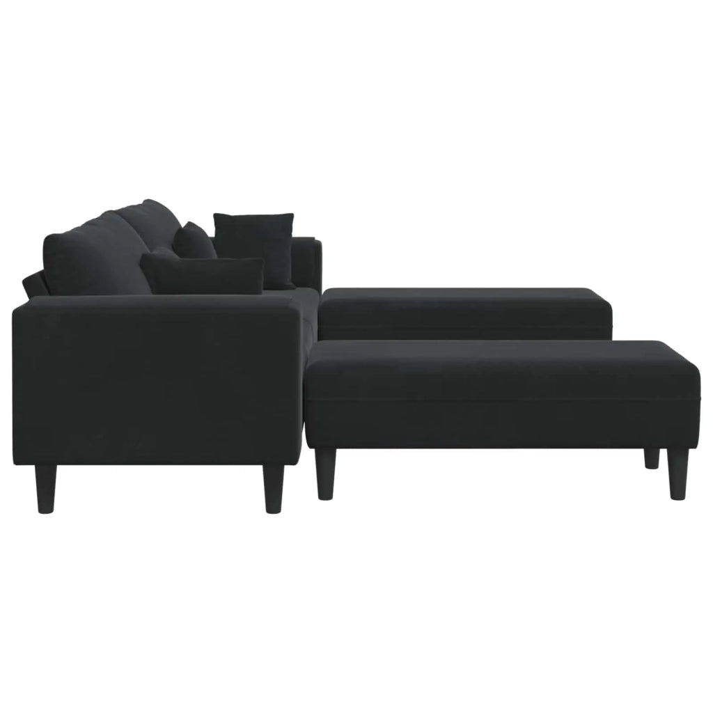 Divano 3 pcs Nero 250 x 188 x 76 cm Velluto 3335177