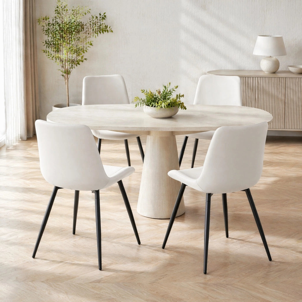 Sedia bianca in ecopelle con struttura in metallo nero