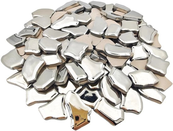 Tegole in Massa per Mozaico 500 g - Tegole Ceramiche Irregolari - Decorazione DIY - Effetto Perla Bianco/Nero/Verde - 1,7 cm - 3,9 cm - Materiale di Alta Qualità - Mozaico