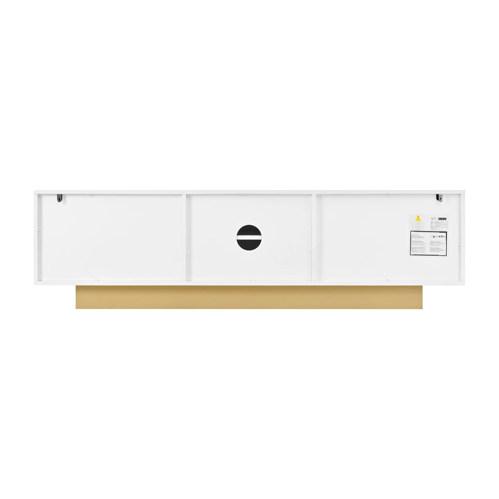 Mobile TV 170x40.5x47 cm; con 3 ante e gestione cavi; MDF e pannello truciolare bianco