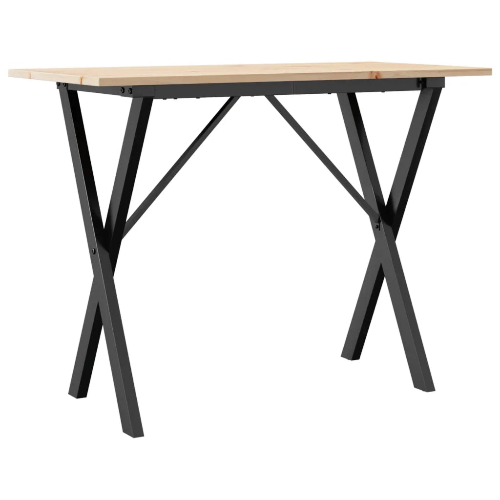 Tavolo da Pranzo Telaio a X 100x50x75 cm Legno Pino e Acciaio