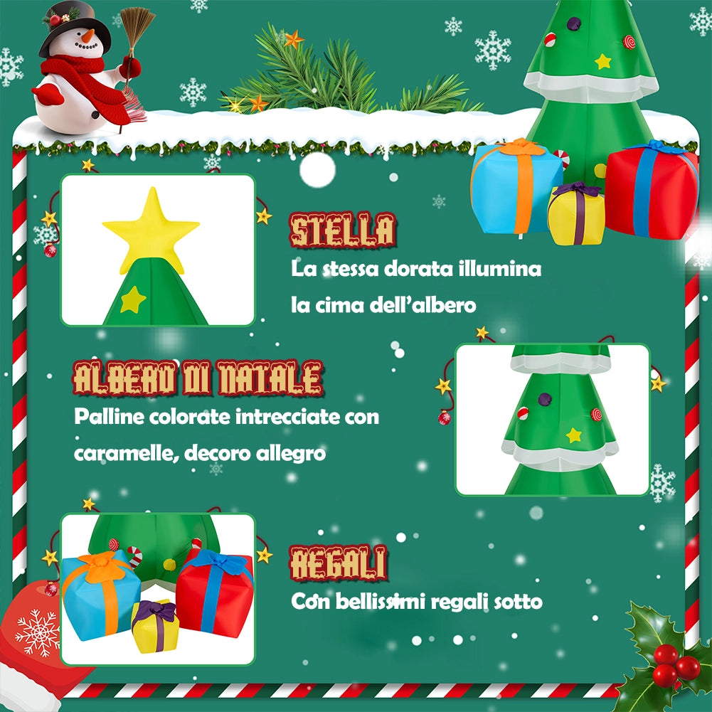 Gonfiabile Albero di Natale XXL Decorazione LED Natalizia Addobbo Esterno 240 cm