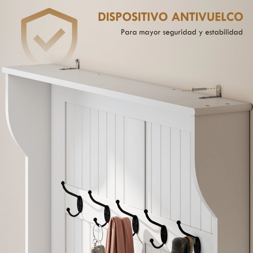 Appendiabiti con Banco e Ripiani ¨C Zephmum ¨C Marfil 96x34x180 cm