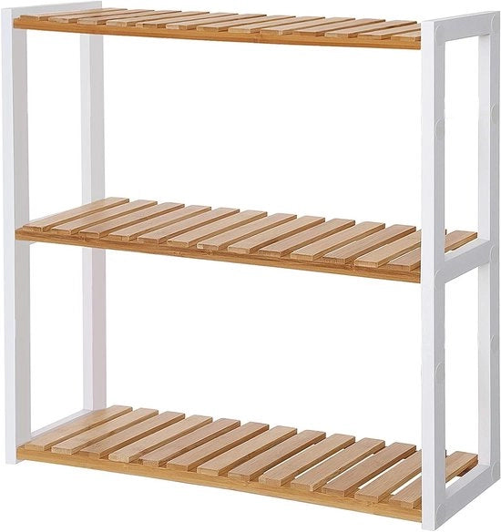 Pannelli per piante in bambù trattabili a 3 strati per installazione a parete o su supporto in soggiorno, balcone o cucina, naturale e bianco.