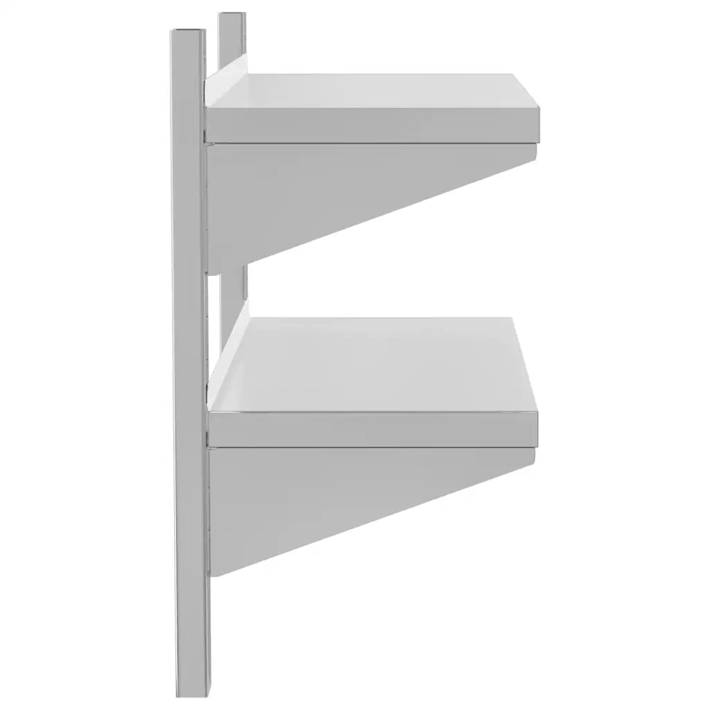 Mensola Muro | Mensola a parete 2 Ripiani 75x30x60cm Argento Acciaio Inossidabile