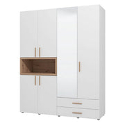 Armadio Camera da Letto Merlino, Guardaroba Grande 4 Ripiani, 179x226.5h cm Bianco