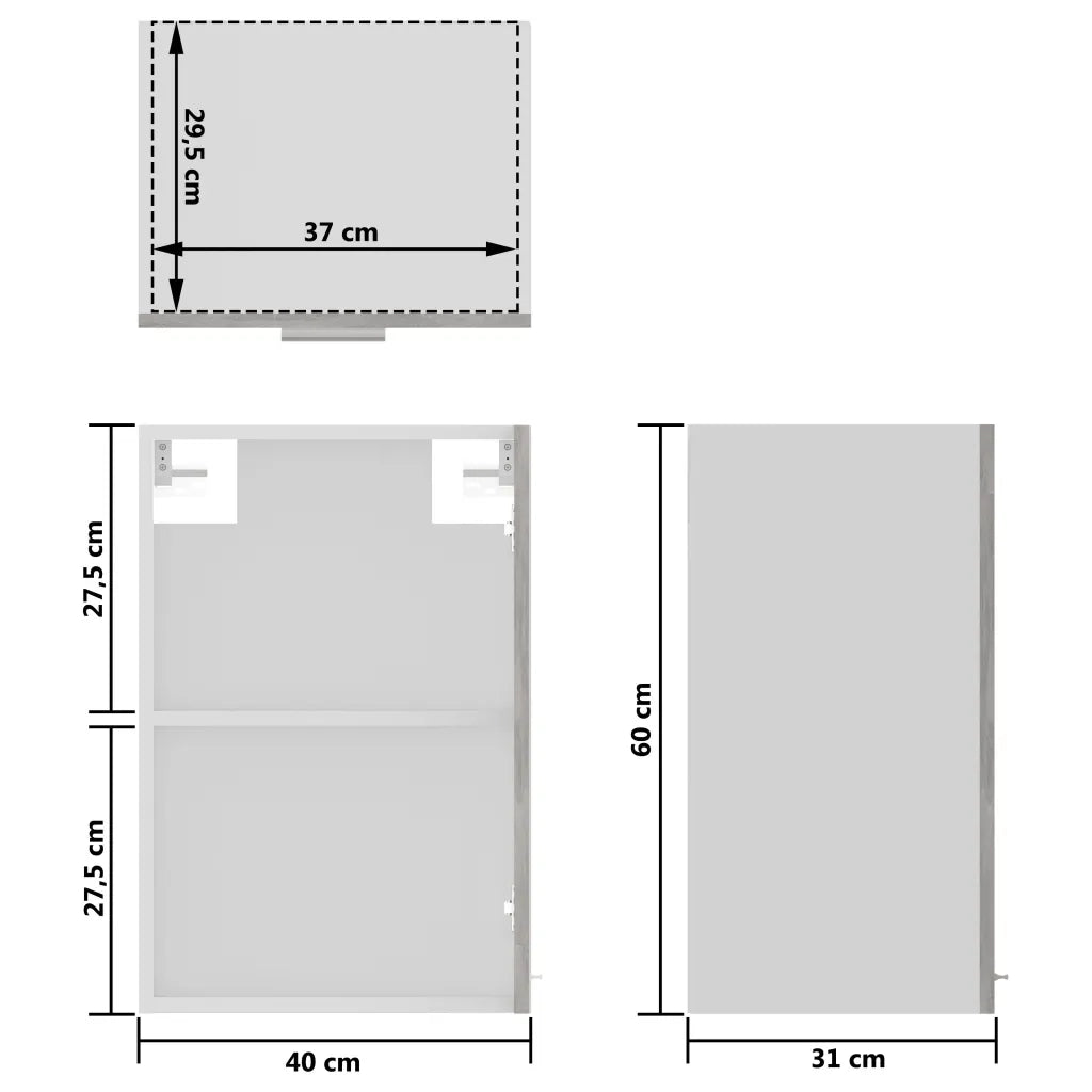 Armadio Sospeso con Vetro Grigio Cemento 40x31x60 cm Truciolato cod mxl 63033