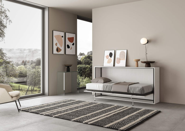 Letto Singolo a Scomparsa Salvaspazio Orizzontale Kando H97 cm Bianco
