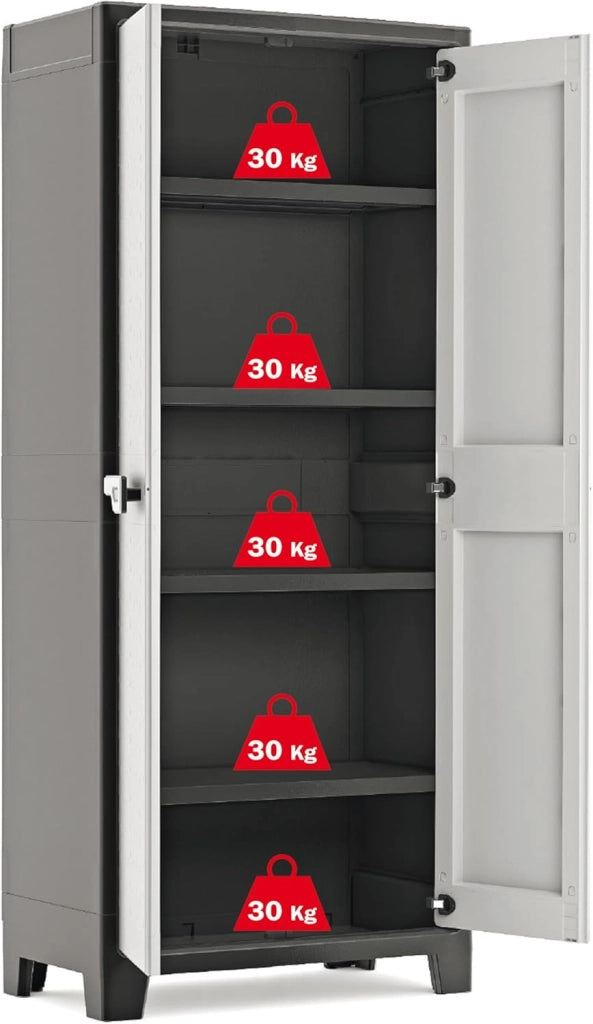 Armadio Alto Titan con Ripiani Regolabili, da interno ed esterno, 80 x 44 x 182 cm