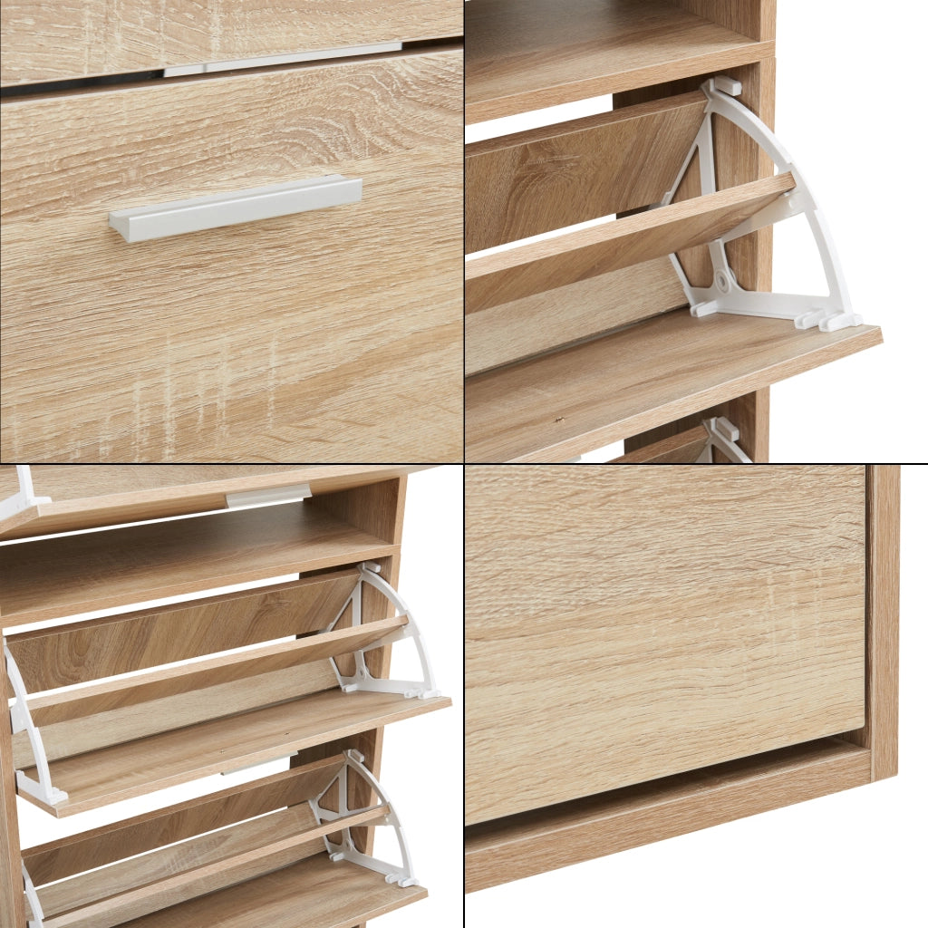 Scarpiera Sykkylven con 5 Contenitori Ribaltabili - Effetto Rovere Sonoma [en.casa]