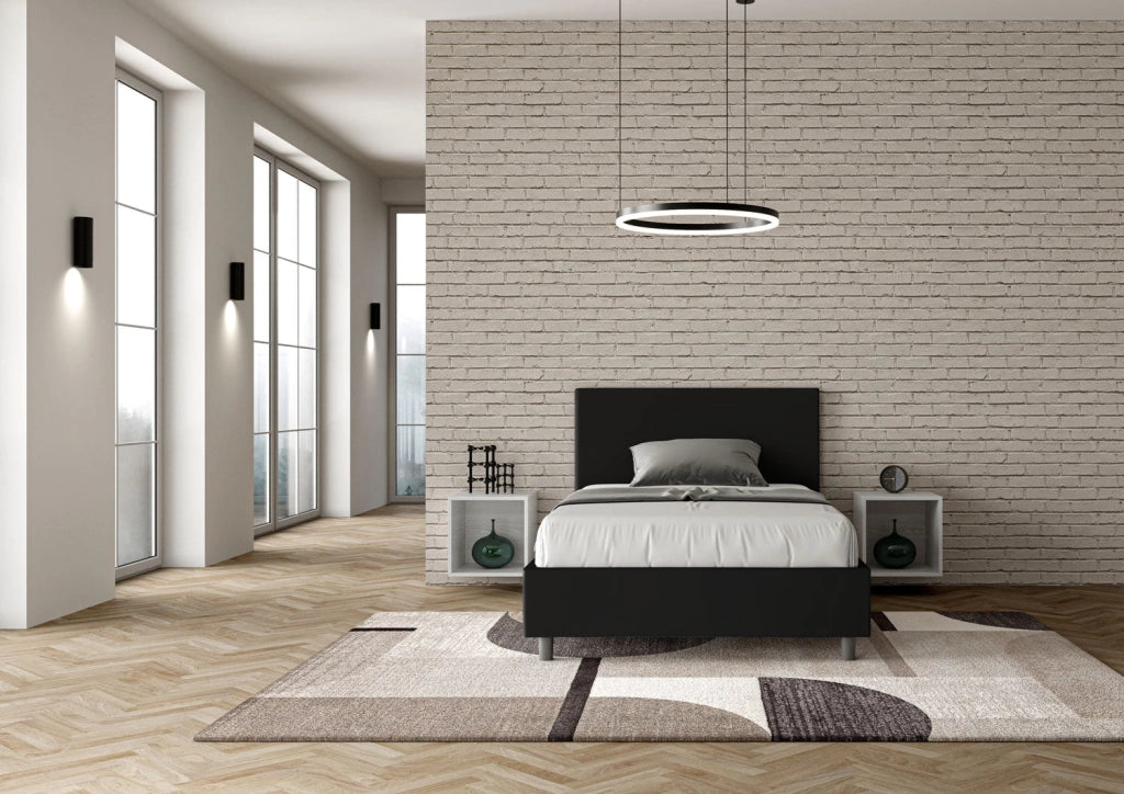 Letto una piazza e mezza senza rete imbottito 120x190 similpelle cappuccino Adele