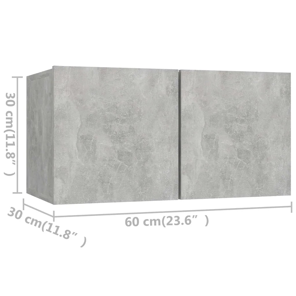 Set di Mobili Porta TV 4 pz | Armadietto TV | Mobile Porta TV Grigio Cemento in Legno Multistrato