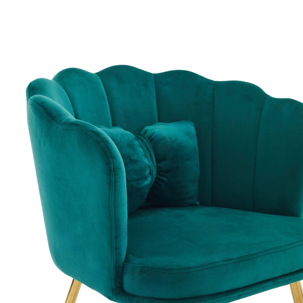 Set di 6 sedie moderne in velluto - Zephmum- Schienali a petalo gambe dorate cuscini farfalla