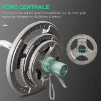 Set di 6 Dischi Pesi per Bilanciere e Manubri 2.5-35KG, Dischi palestra in Acciaio con Foro 50 cm, Ideali per Bilancieri Olimpionici, Argento