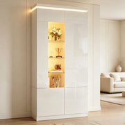 Vetrina 80x35x180 cm con illuminazione LED Bluetooth in MDF bianco