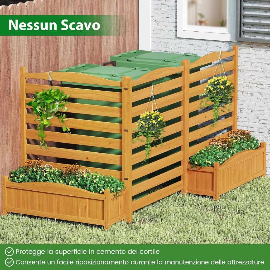 Fioriera Rialzata da Giardino con Traliccio, Letto da Giardino Rialzato in Legno con 2/3 Grigliati per Piante Rampicanti, Fori di Drenaggio e Base Rimovibile (3 Pannelli)