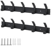 Due cappe per parete con 5 ganci - cappe per parete senza foratura - cappe per parete per cucina, bagno e camera da letto (nero)
