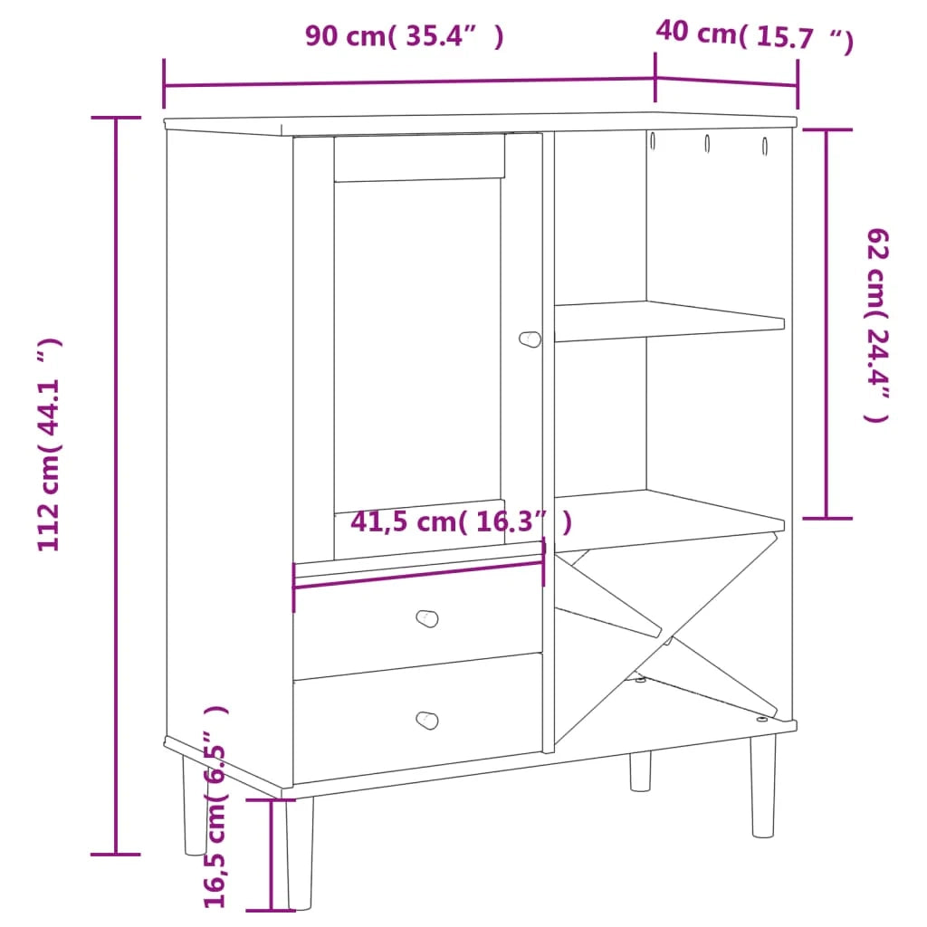 Buffet credenza cassettiera armadio mobile contenitore organizer per cucina soggiorno salotto effetto rattan 90 x 40 x 112 cm legno massello di pino bianco 02_0036228