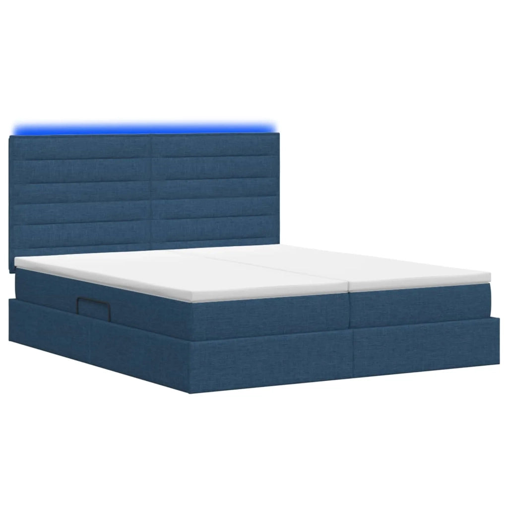 Letto con contenitore LED e materasso Blu 180 x 200 cm Tessuto 3460223
