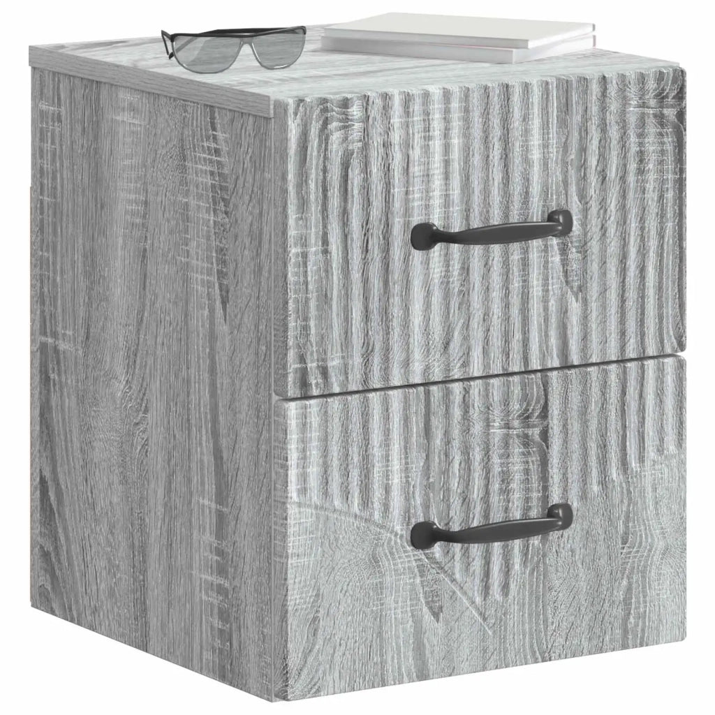 Mobiletto da notte a muro 2 pcs Grigio Sonoma 34,5 x 33 x 40 cm 898988