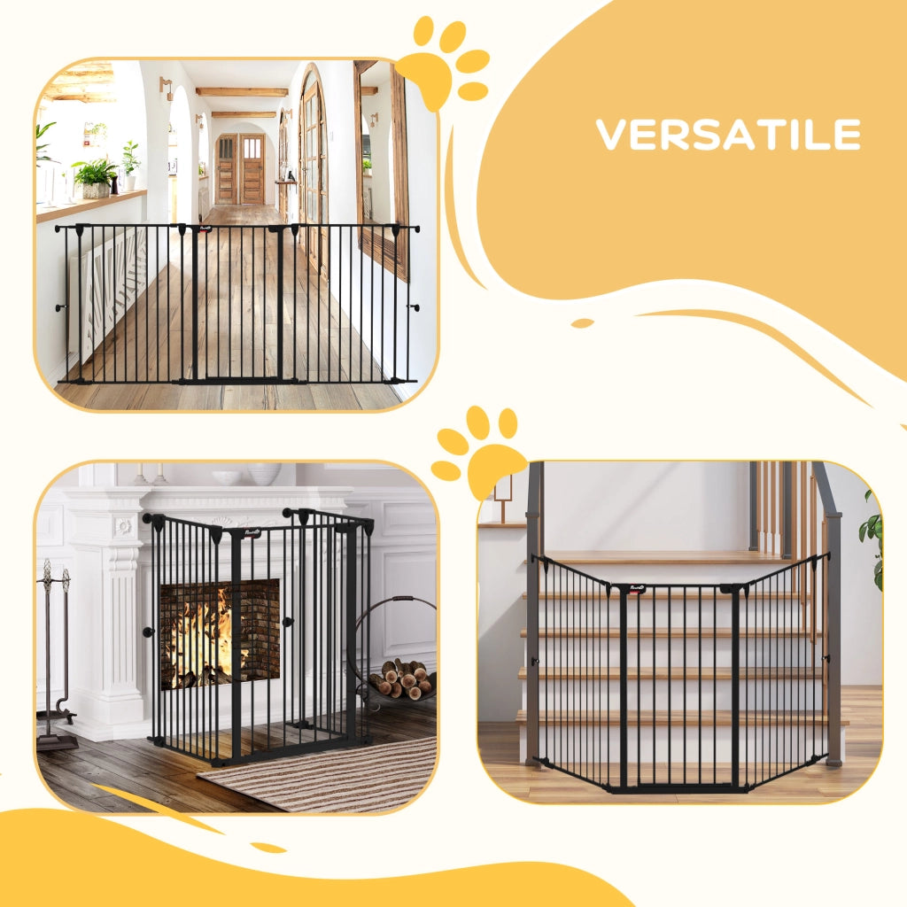 Cancelletto per Cani a 3 Pannelli ¨C Zephmum ¨C Nero, 206x90cm
