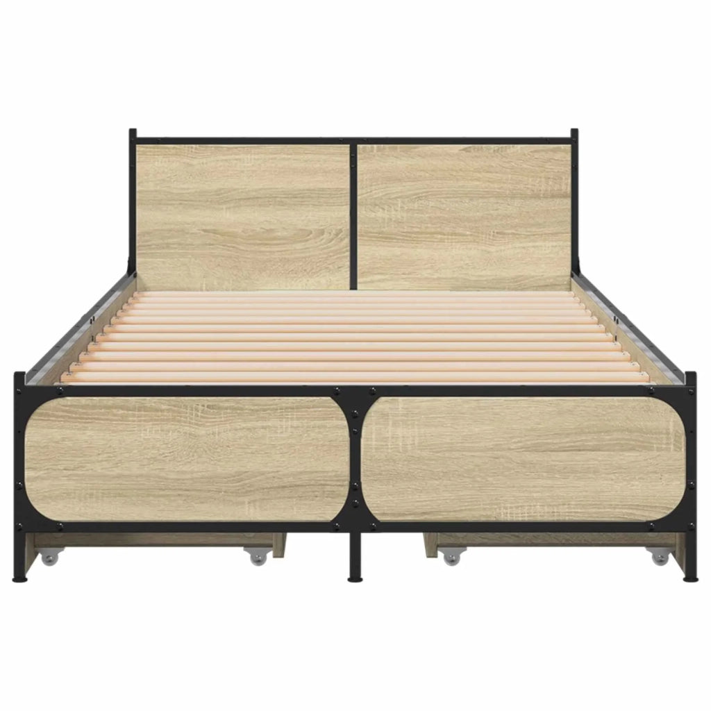 Struttura letto con testata con ruota Rovere Sonoma 80 x 200 cm 3429693